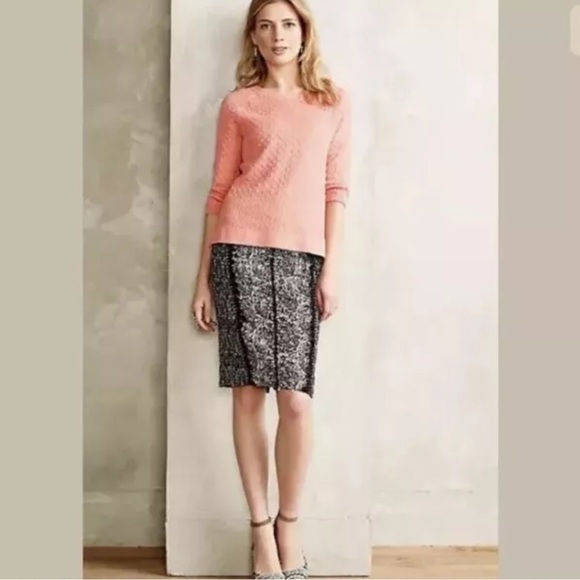 Anthropologie Byron Lars "Beguile" Sombra Laser Cut Ruched Pencil Skirt Sz 10 - Picture 1 of 13